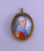 Schmeidler, Carl Gottlob (1772 Niemcza - 1838 Breslau), zugeschr., Offizier in rot-blauerUniform,