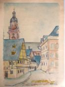 Eck, Walter (1895 Würzburg - 1973 München), aquarellierte Bleizeichnung, Ansicht aus demPeterer