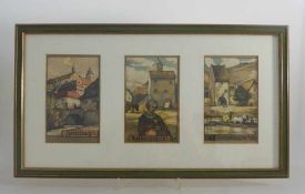 Greiner, Willi (1898-1986 Würzburg), 3 Lithografien / Postkarten, Dettelbach -Heidingsfeld -