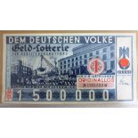 Doppellos - Geldlotterie für Arbeitsbeschaffung, NSDAP 1934, gute Erhaltung