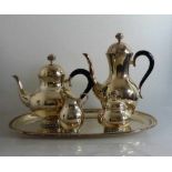 Kaffee- Tee- Set, Sterling Silber 925, M. H. Wilkens & Söhne, 1. Hälfte 20. Jh., fünfTeile bestehend