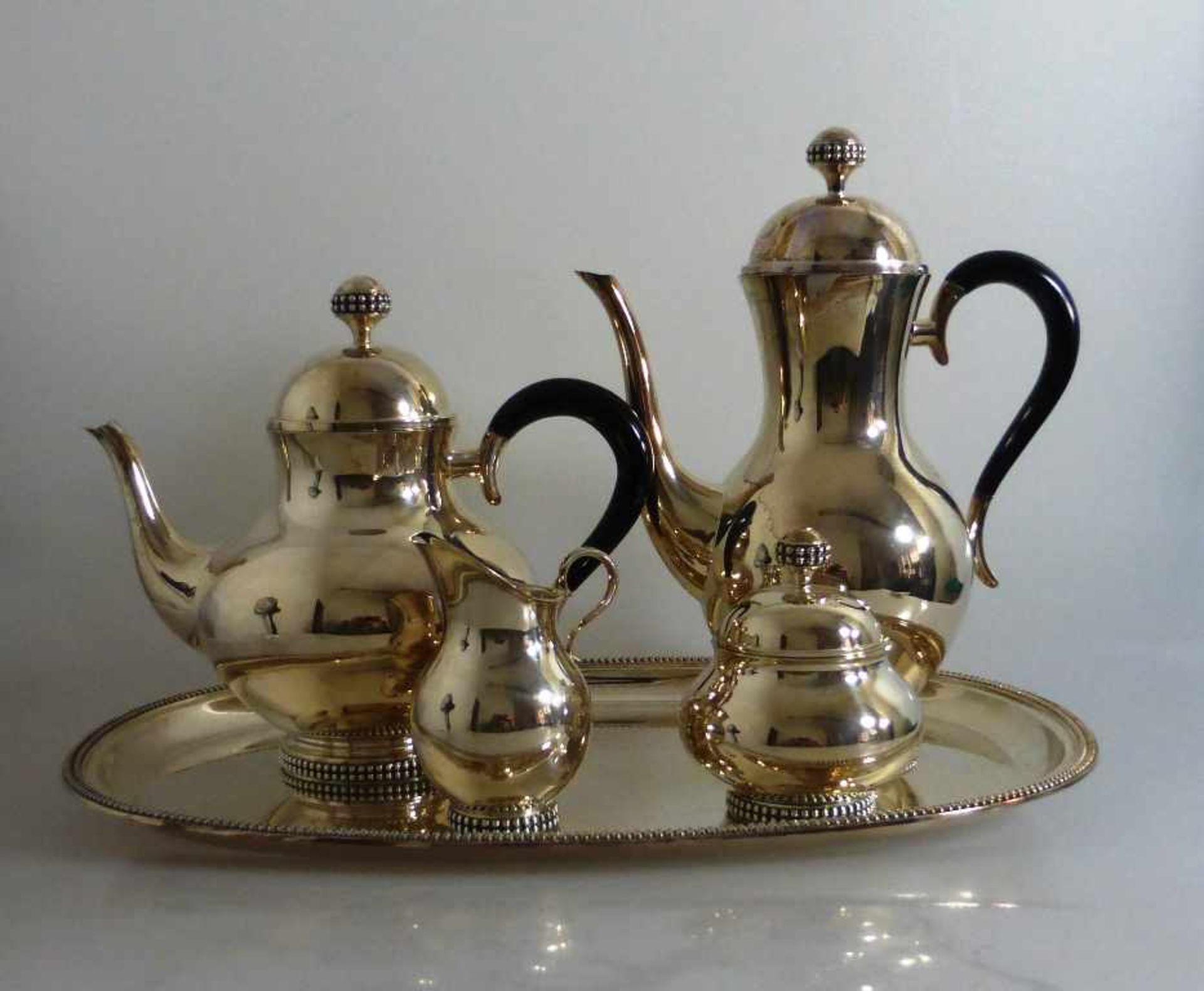 Kaffee- Tee- Set, Sterling Silber 925, M. H. Wilkens & Söhne, 1. Hälfte 20. Jh., fünfTeile bestehend