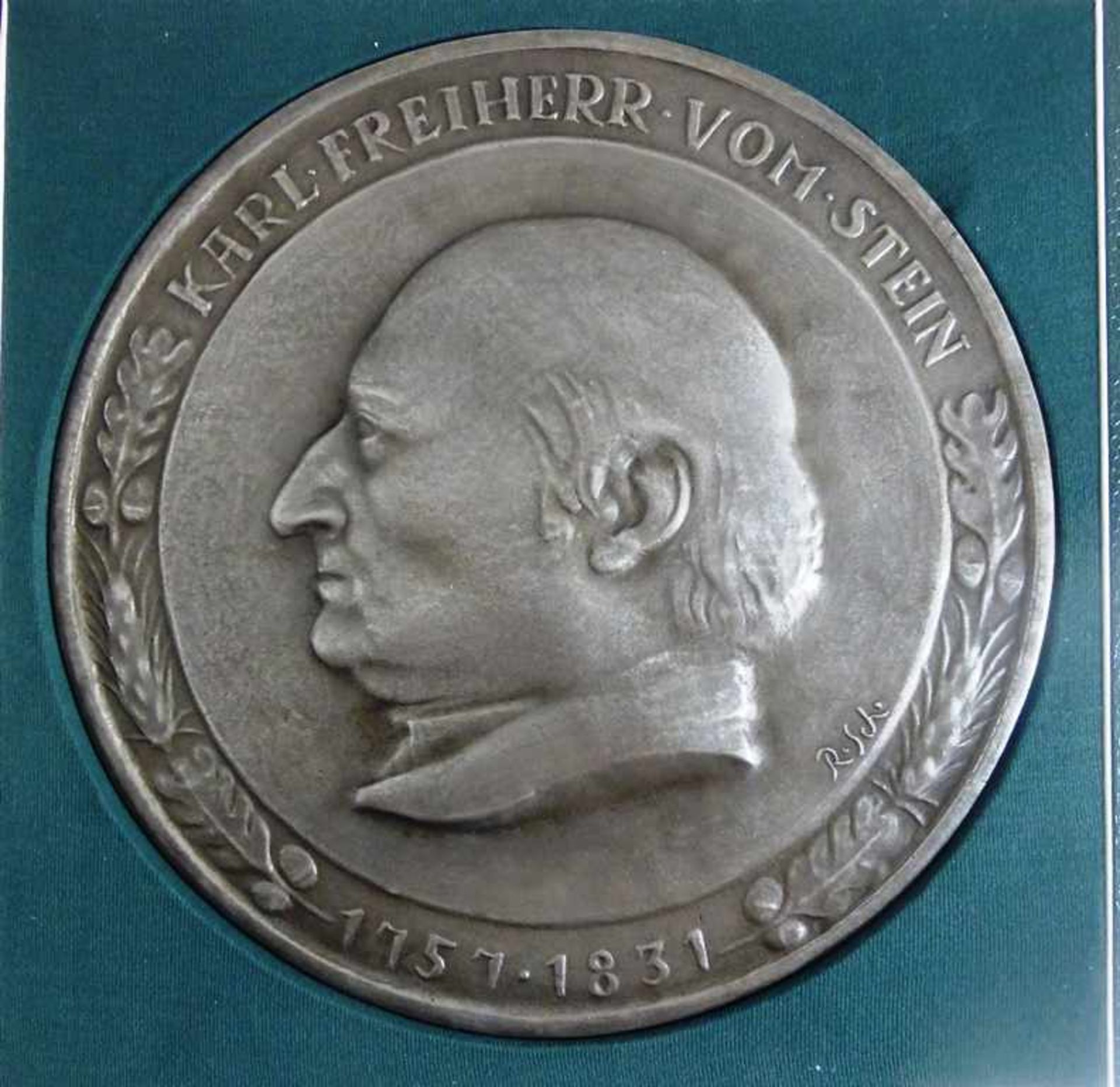 Freiherr vom Stein, Karl (1757-1831), Eisenguß Plakette, o.J. v. Richard Scheibe, GußBuderus, d.