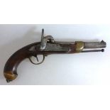 Preussen - Kavallerie Pistole, 19.Jh., Holzschaft mit Eisenlauf, l. 36cm- - -18.00 % buyer's premium