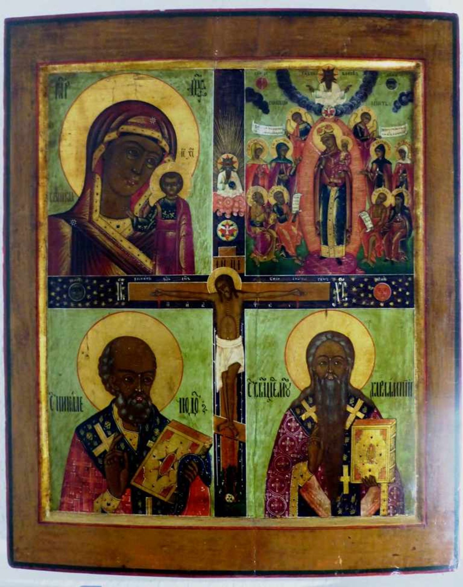Ikone Russland, Ende 18.Jh., große Ikone mit der Gottesmutter von Kasan, re.o. stehendeMutter Gottes