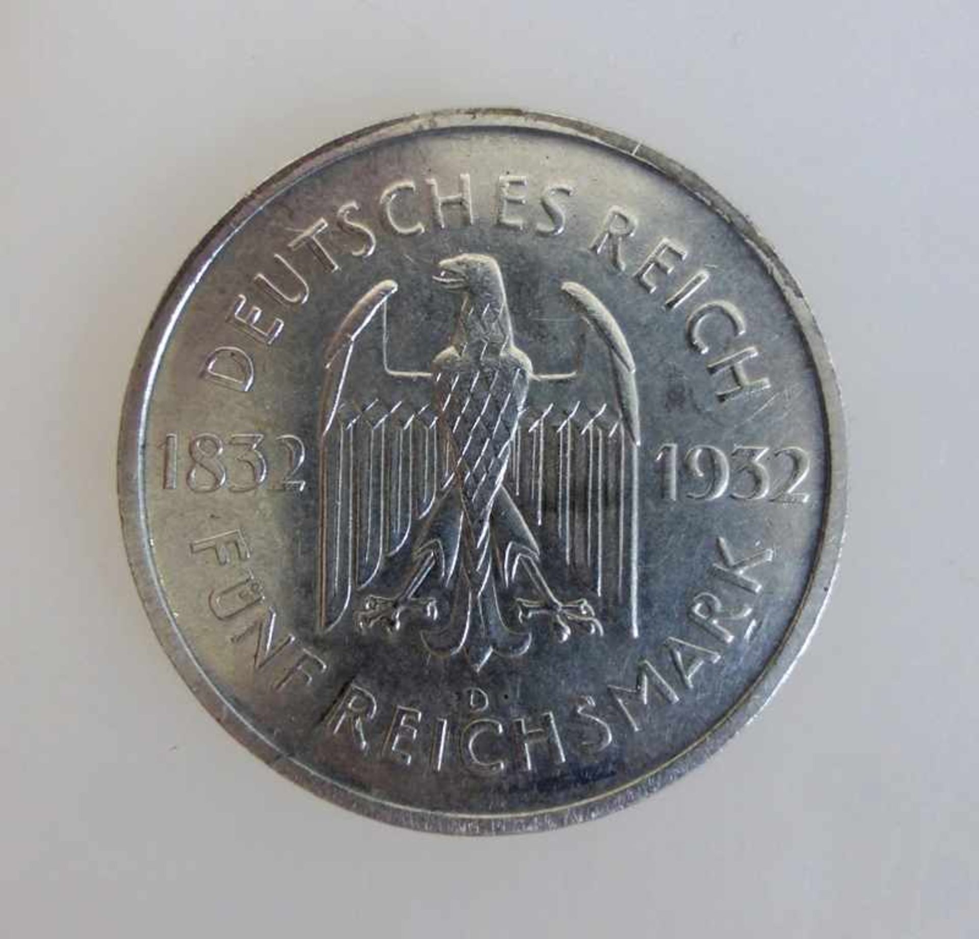 Deutsches Reich - 5 Reichsmark Goethe, 1932 D, vz, Jaeger 351- - -18.00 % buyer's premium on the - Bild 2 aus 2