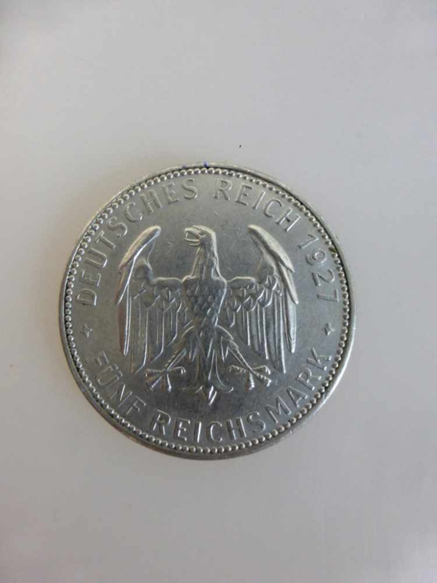 Deutsches Reich - 5 Reichsmark Tübingen, 1927 F, ss-vz, Jaeger 329- - -18.00 % buyer's premium on - Bild 2 aus 2