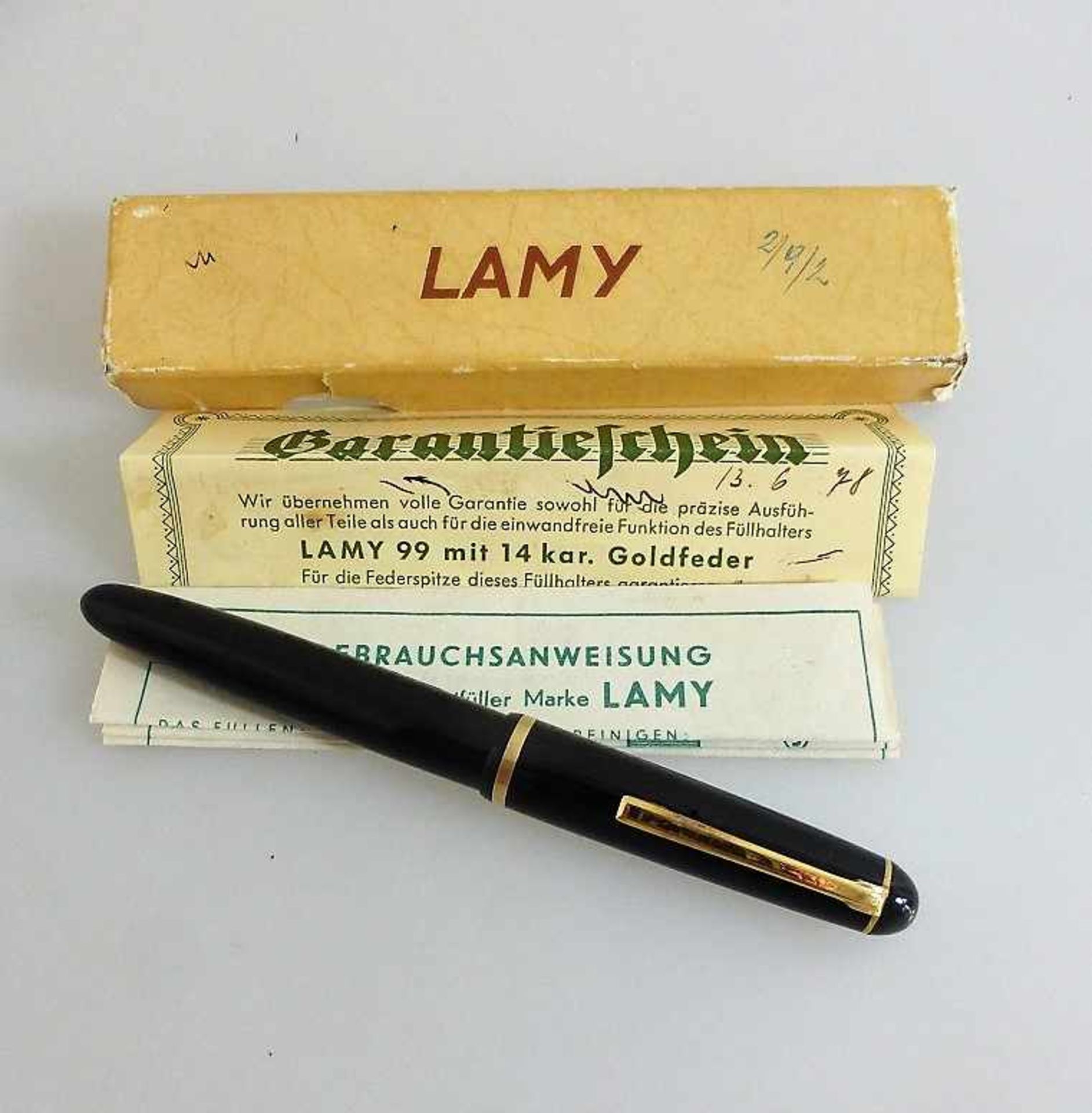 Lamy Kolbenfüller, Goldfeder 585, erw. 1978, in orig. Schachtel und Garantieschein- - -18.00 %