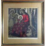 Schiestl, Rudolf (1878 Würzburg - 1931 Nürnberg), "Maria im Walde", Farblithografie,Madonna mit