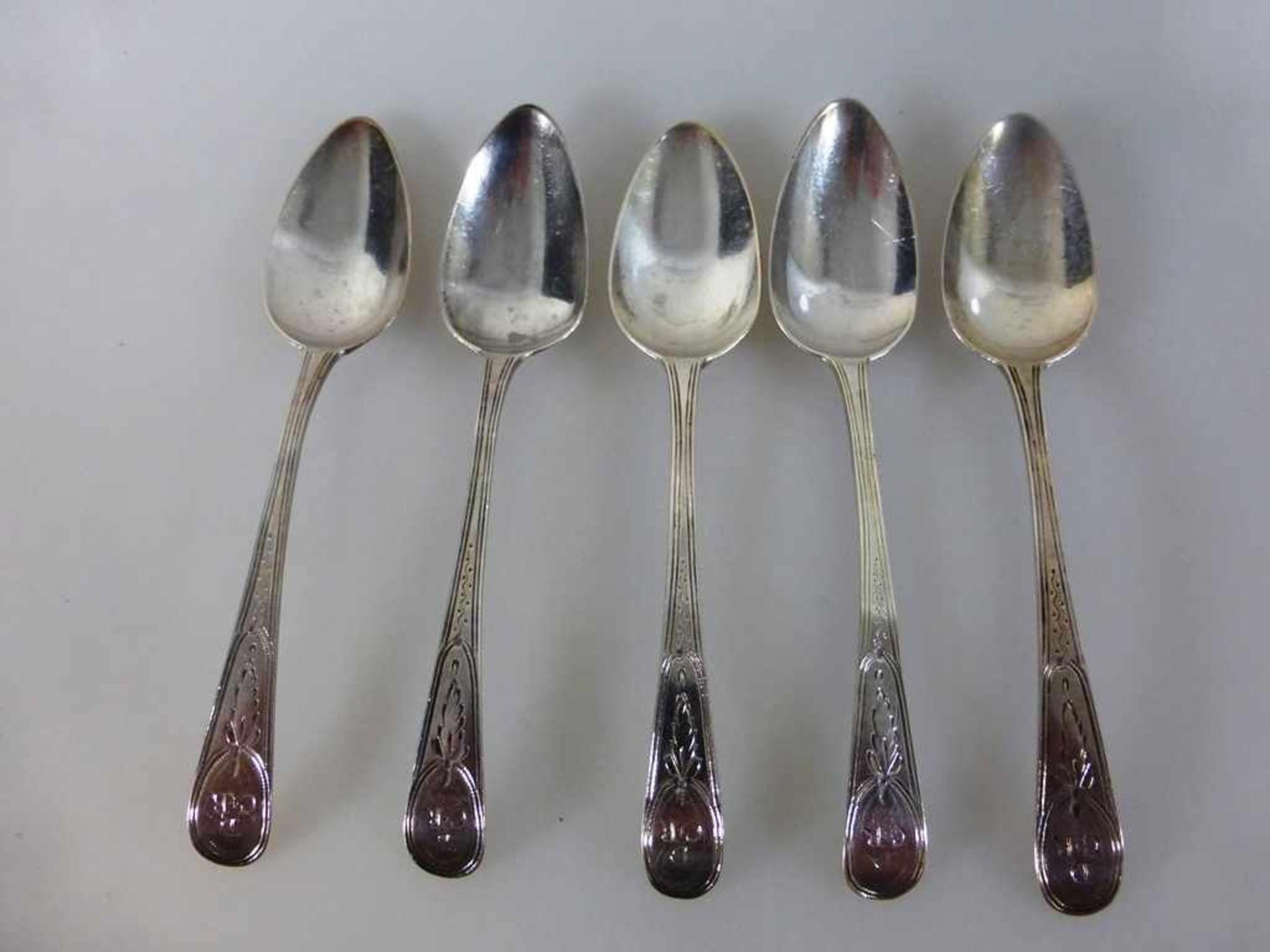 England, 5 Biedermeier Kaffeelöffel, Sterlingsilber, London 1806, 171g.- - -18.00 % buyer's