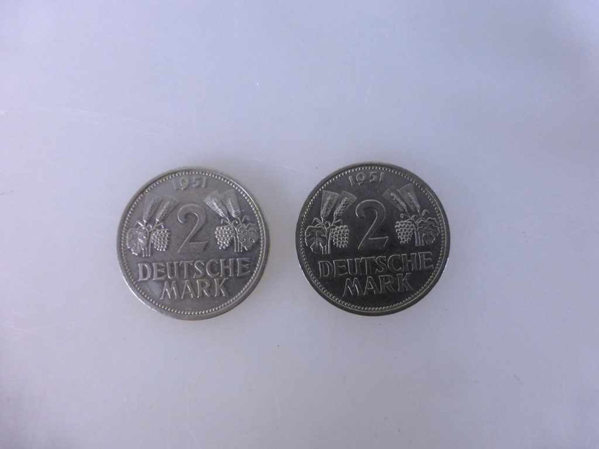 Bundesrepublik, 2x 2 Mark 1951 D/F, Jaeger 386, ss-vz- - -18.00 % buyer's premium on the hammer