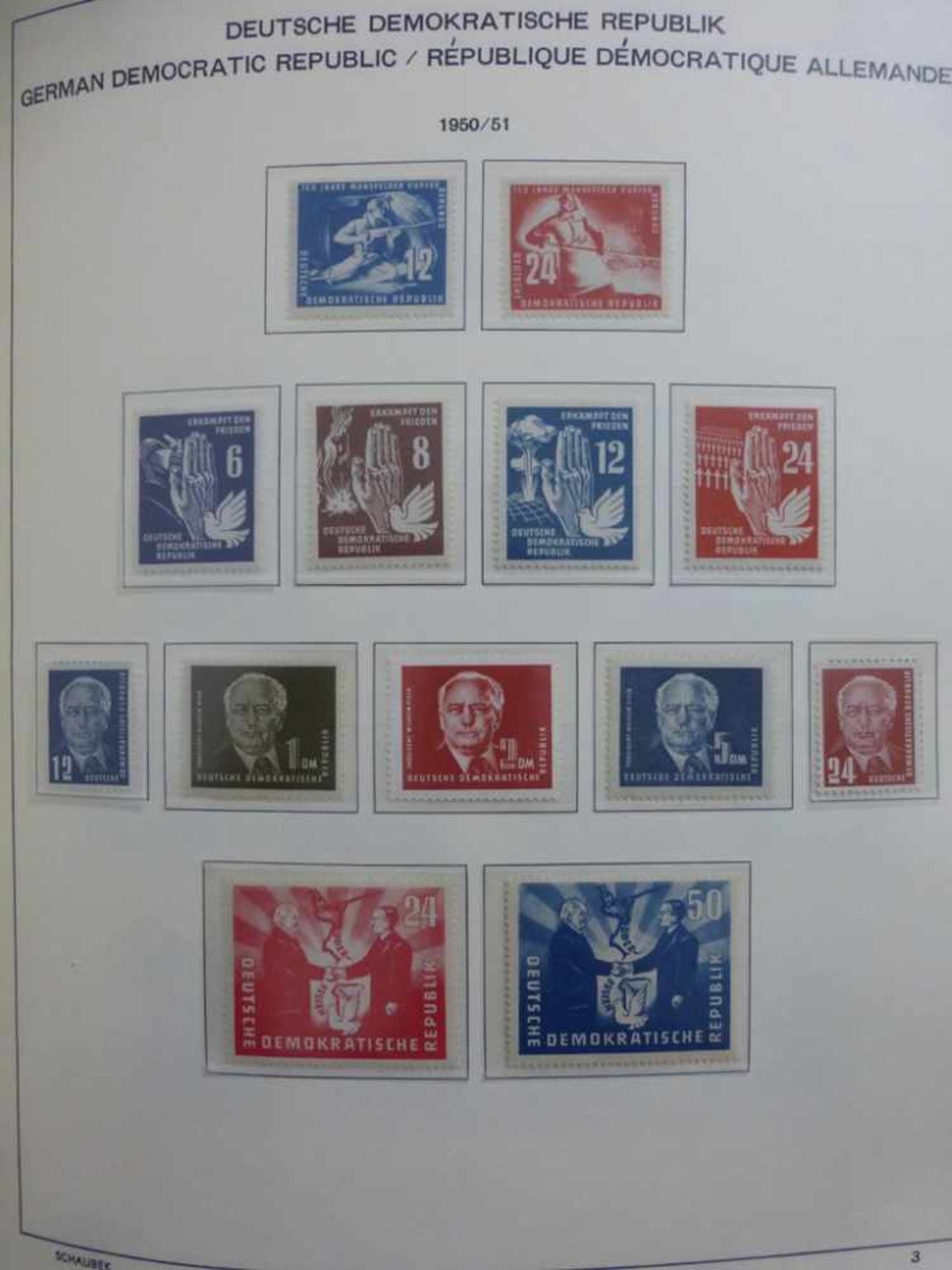 Briefmarken Sammlung DDR 1949/50 - 1990, komplett ** in 3 Schaubek Alben, schöne saubereSammlung, - Bild 4 aus 4