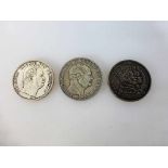 3 Silbermünzen Preussen, Taler 1855 A, Friedrich Wilhelm IV., Jaeger 80, Vereinsthaler1866