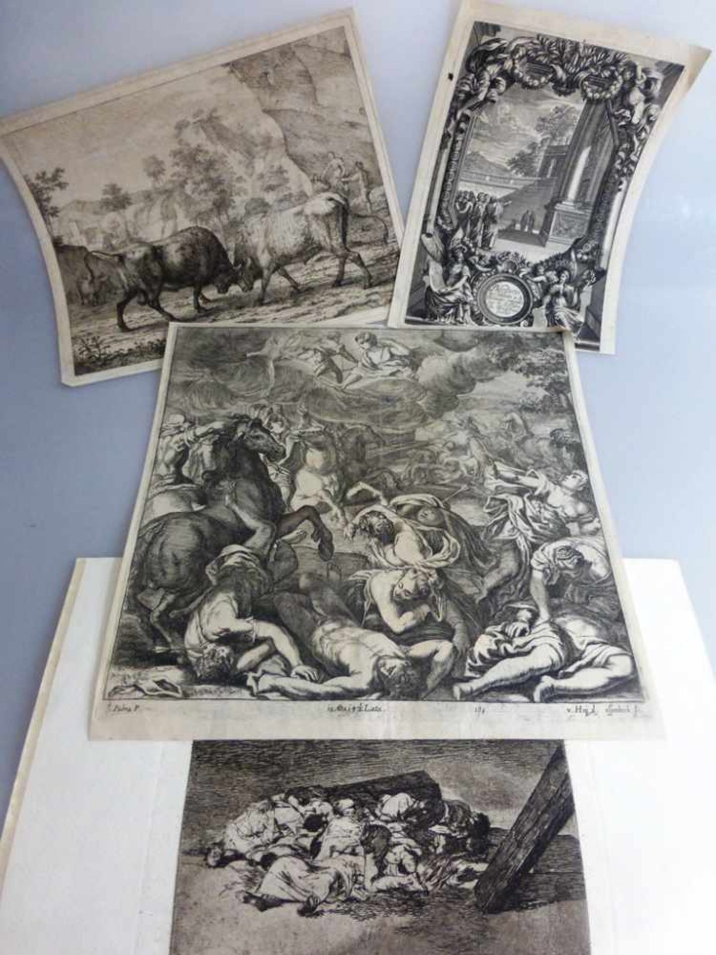 4 Blätter Altmeistergraphik, 18./19..Jh., u.a. Ulrich Kraus, Grospietsch, Palma, Größenv. 21,5cm x