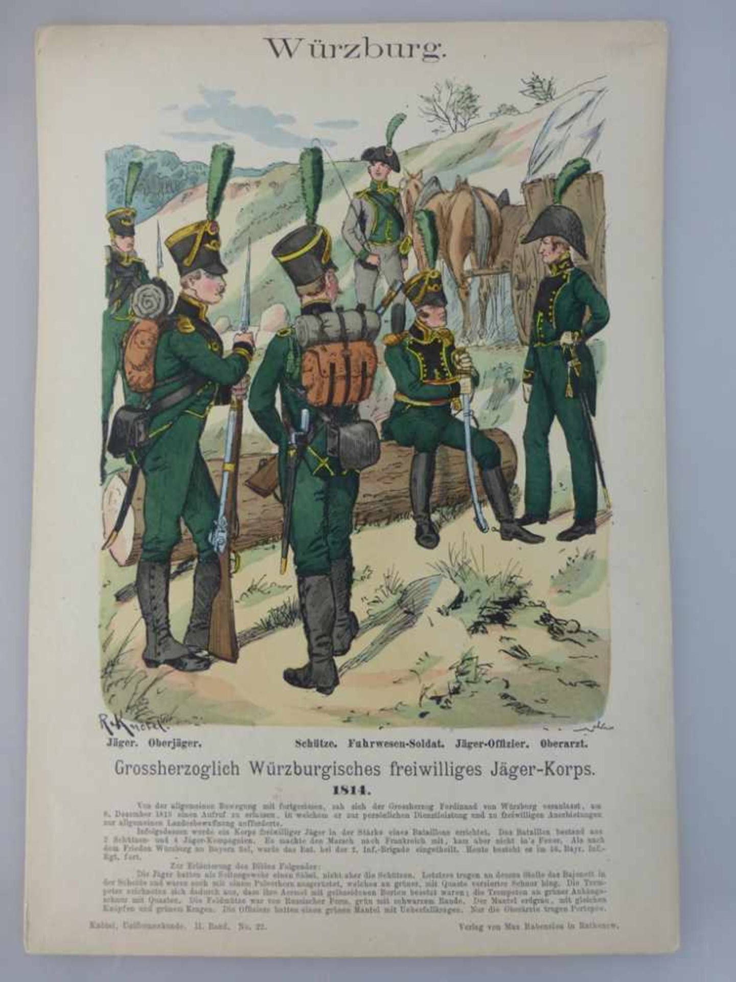 Farblithografie aus Knötel Uniformenkunde, Grossherzoglich Würzburgisches freiwilligesJäger-Korps,