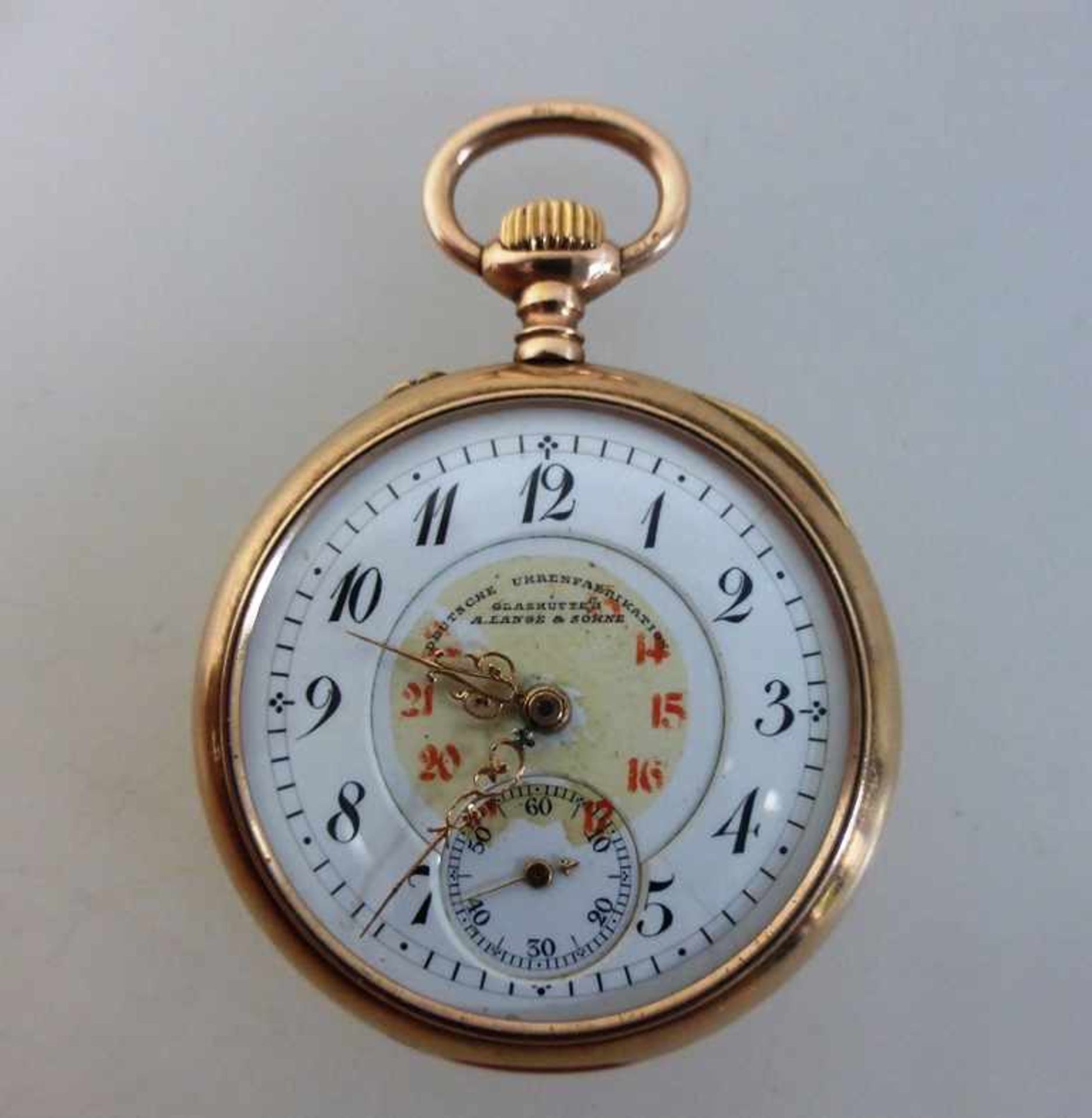 Damentaschenuhr, Deutsche Uhrenfabrikation Lange & Söhne, Glashütte, Gelbgold 585,Zwischendeckel