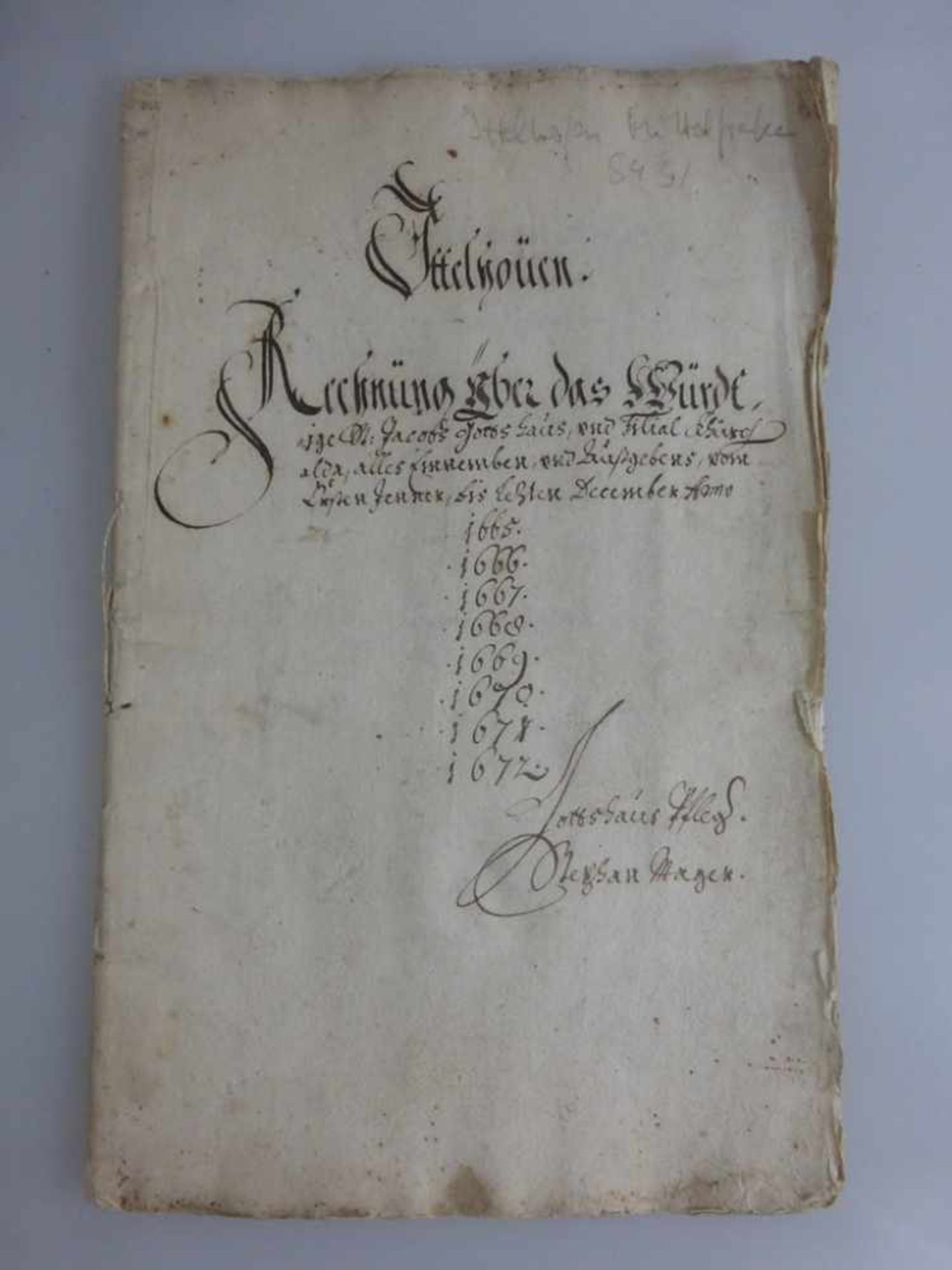 Handschriftliche Rechnungen 17.Jh., Ittelhofen / Ortsteil von Seubersdorf Oberpfalz,Landkreis