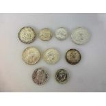 Kaiserreich Preussen, 9 Silbermünzen, 2 Mark 1901 - Jaeger 105, 2x 3 Mark 1914 - J113, 5Mark