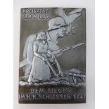 Plakette - Kreis-Tag der NSDAP - Dem Sieger im K.K. Schiessen 1941, Metall, 11,5cm x 8cm,sog. 3.