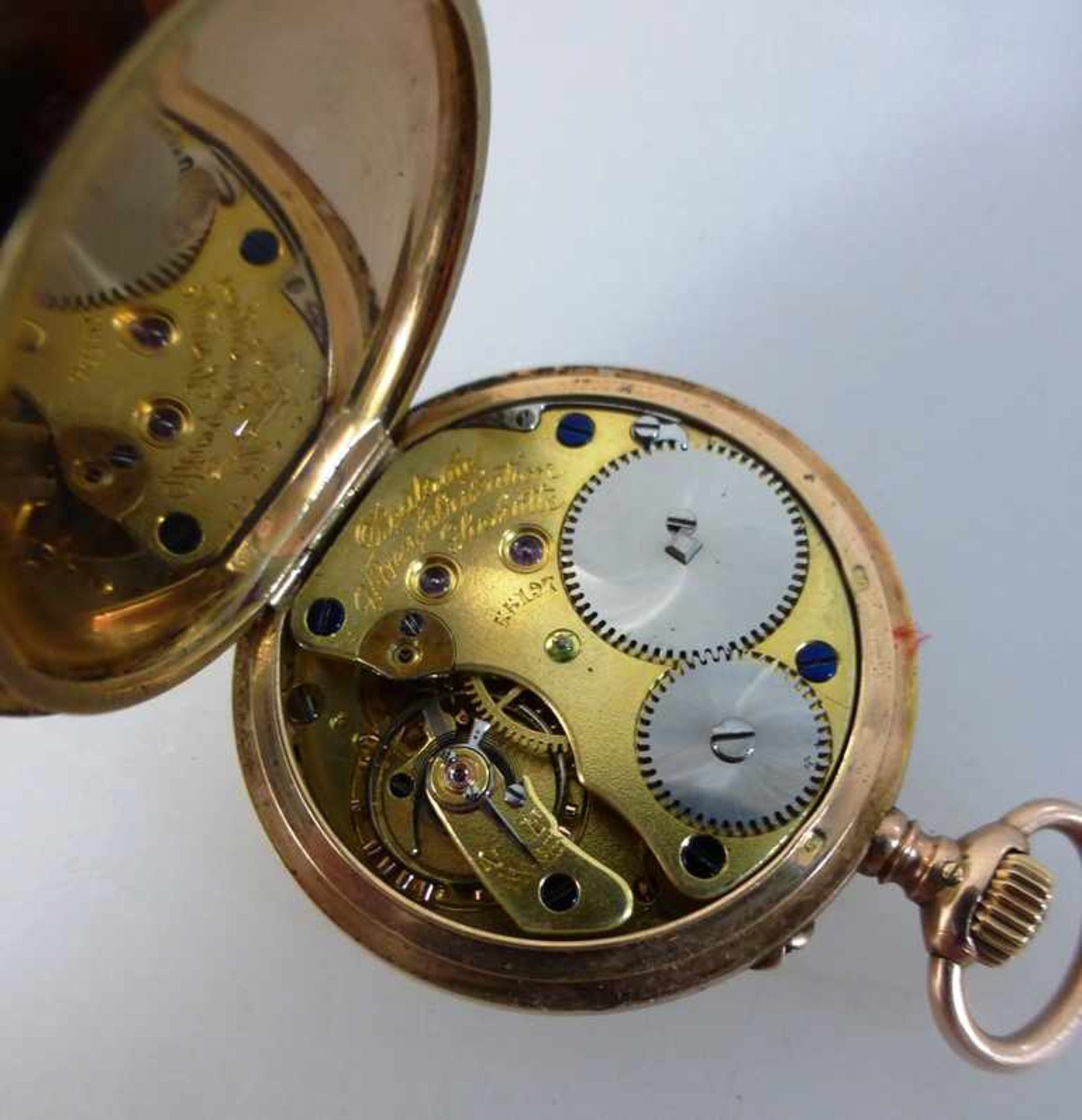 Damentaschenuhr, Deutsche Uhrenfabrikation Lange & Söhne, Glashütte, Gelbgold 585,Zwischendeckel - Image 2 of 2