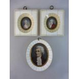 3 Miniaturen, gemalt auf Elfenbein, 2x Mozart, 1x Constanze Weber, 2x 10,5cm x 8,5cm u.12cm x