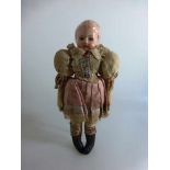 Trachtenpuppe um 1900, Stoffkörper, Pappmachekopf, Spielspuren, l. 32cm- - -18.00 % buyer's