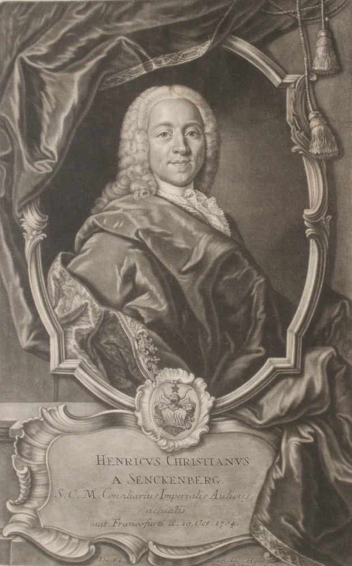 Kupferstich - Johann Jacob Haid (1704 Süßen - 1767 Augsburg) "Prof. Heinrich Christian von