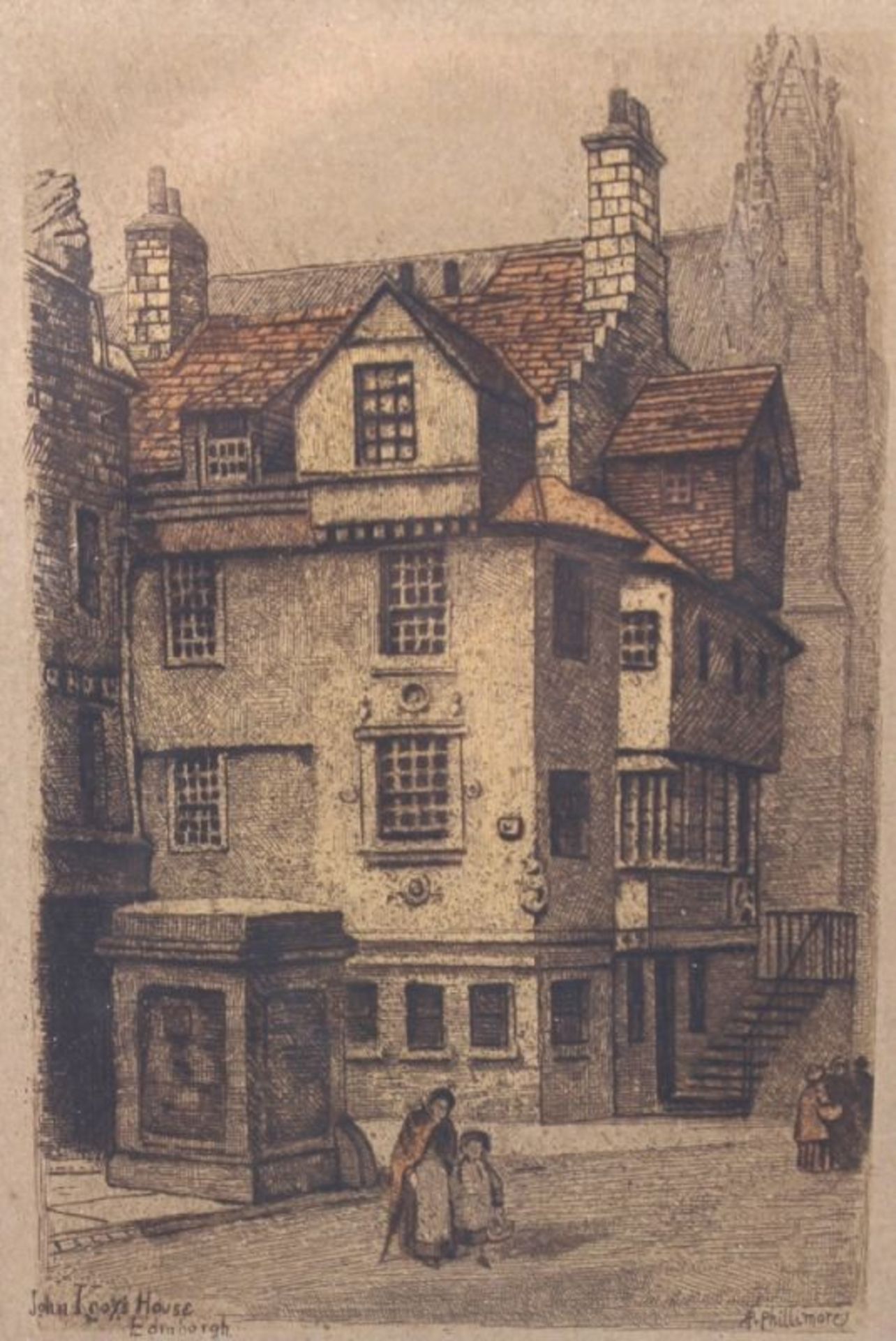 Farbradierung - Reginald P. Phillimore (1855 - 1941 England) "John Knox House, Edinburgh",