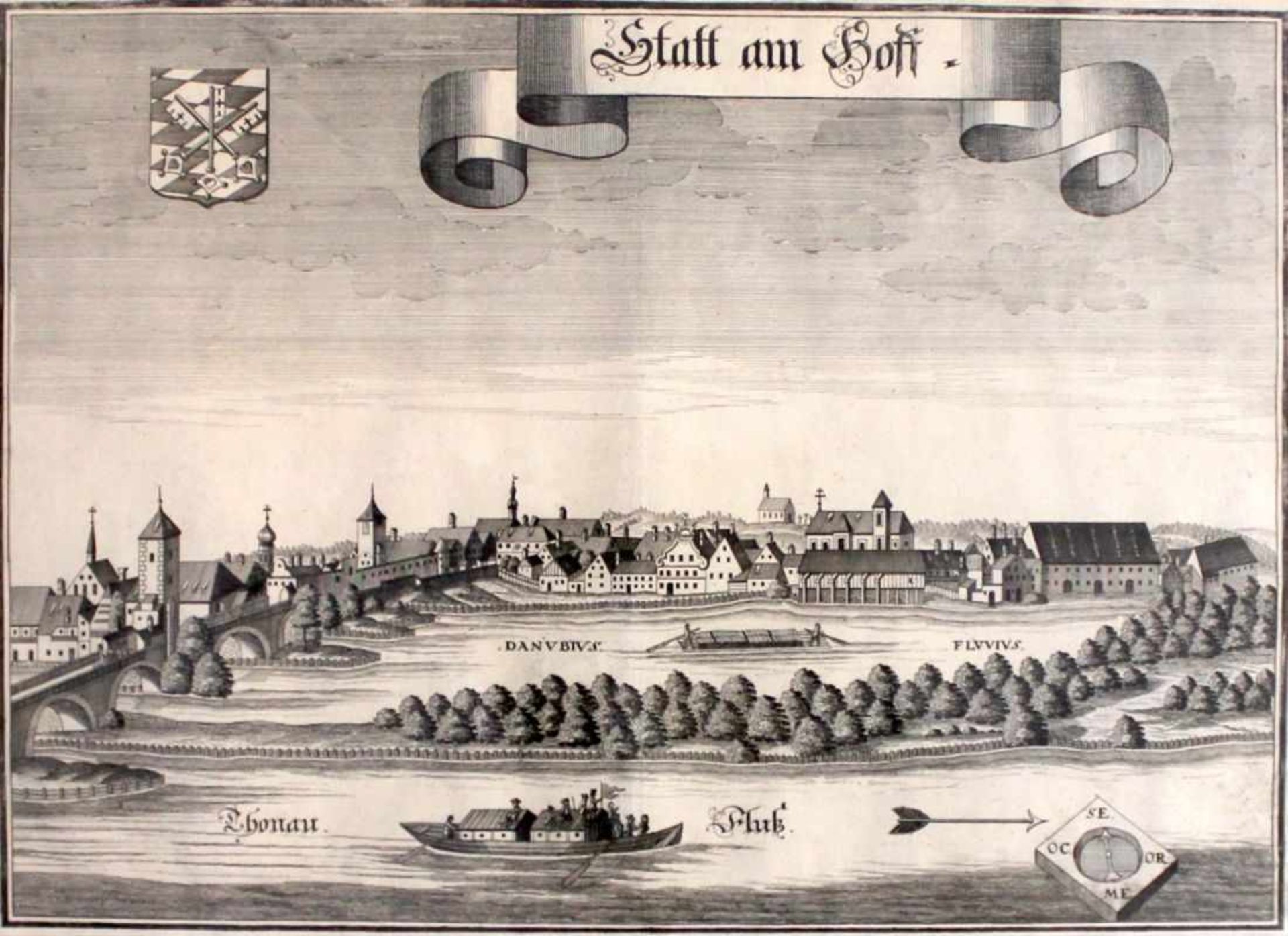 Kupferstich - Michael Wening (1645 Nürnberg - 1718 München) "Regensburg - Statt am Hoff", 1726, Maße