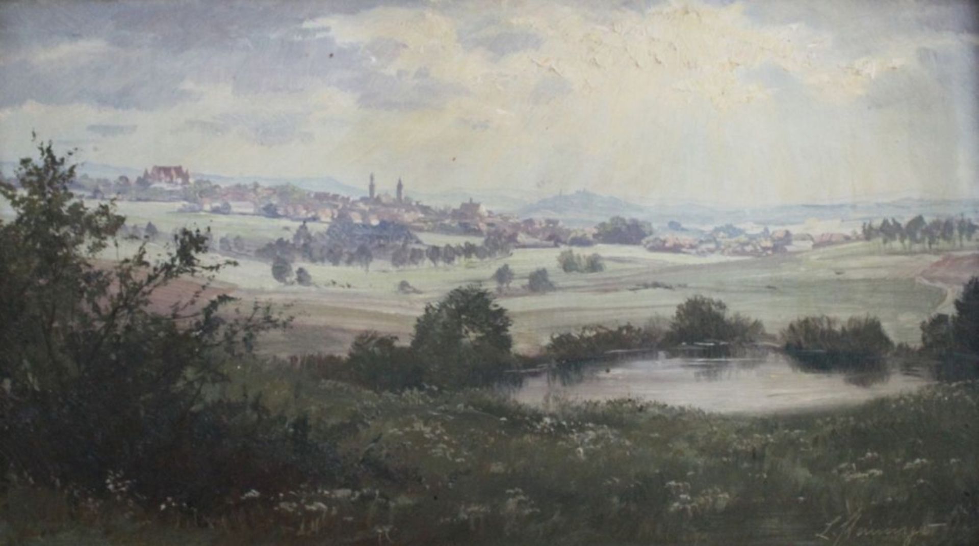 Gemälde - Ludwig Steininger (Vohenstrauß 1890 - 1979) "Ansicht Vohenstrauß in der Oberpfalz mit