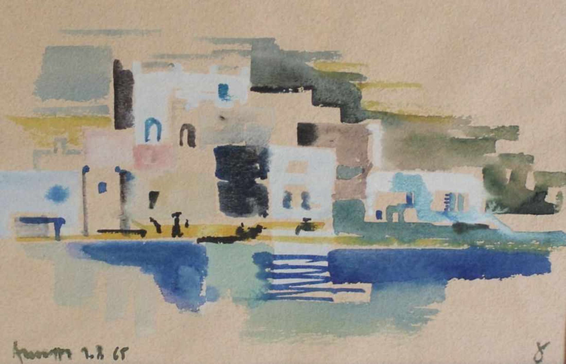 Aquarell - Otto Sammer (1914 Schwabach - 2004 Passau) "Promenade", r.u. monogrammiert, datiert (19)