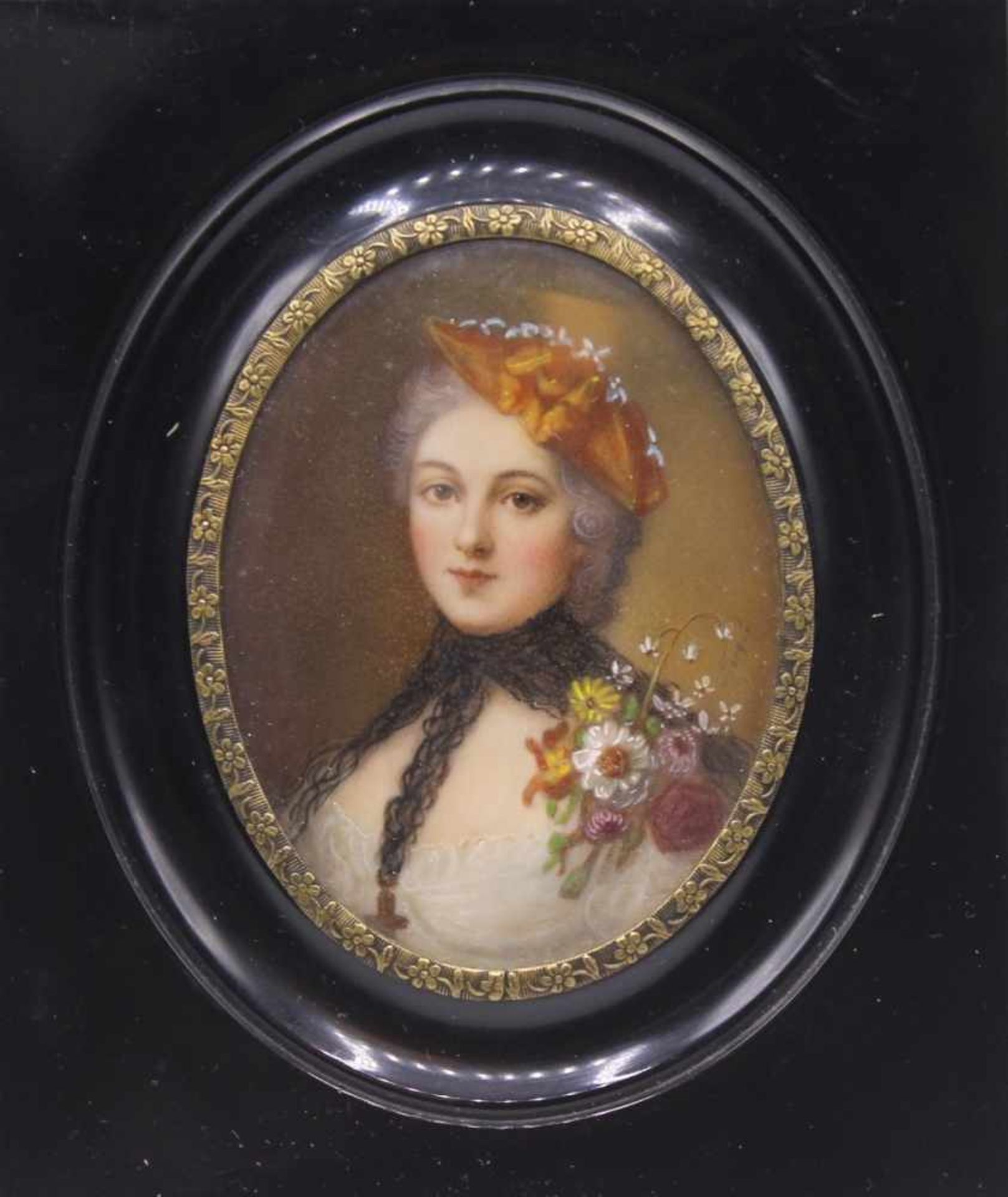 Miniatur - wohl Frankreich nach 1900 "Damenbildnis", r.u. signiert n. Torgué, auf Elfenbein, Maße