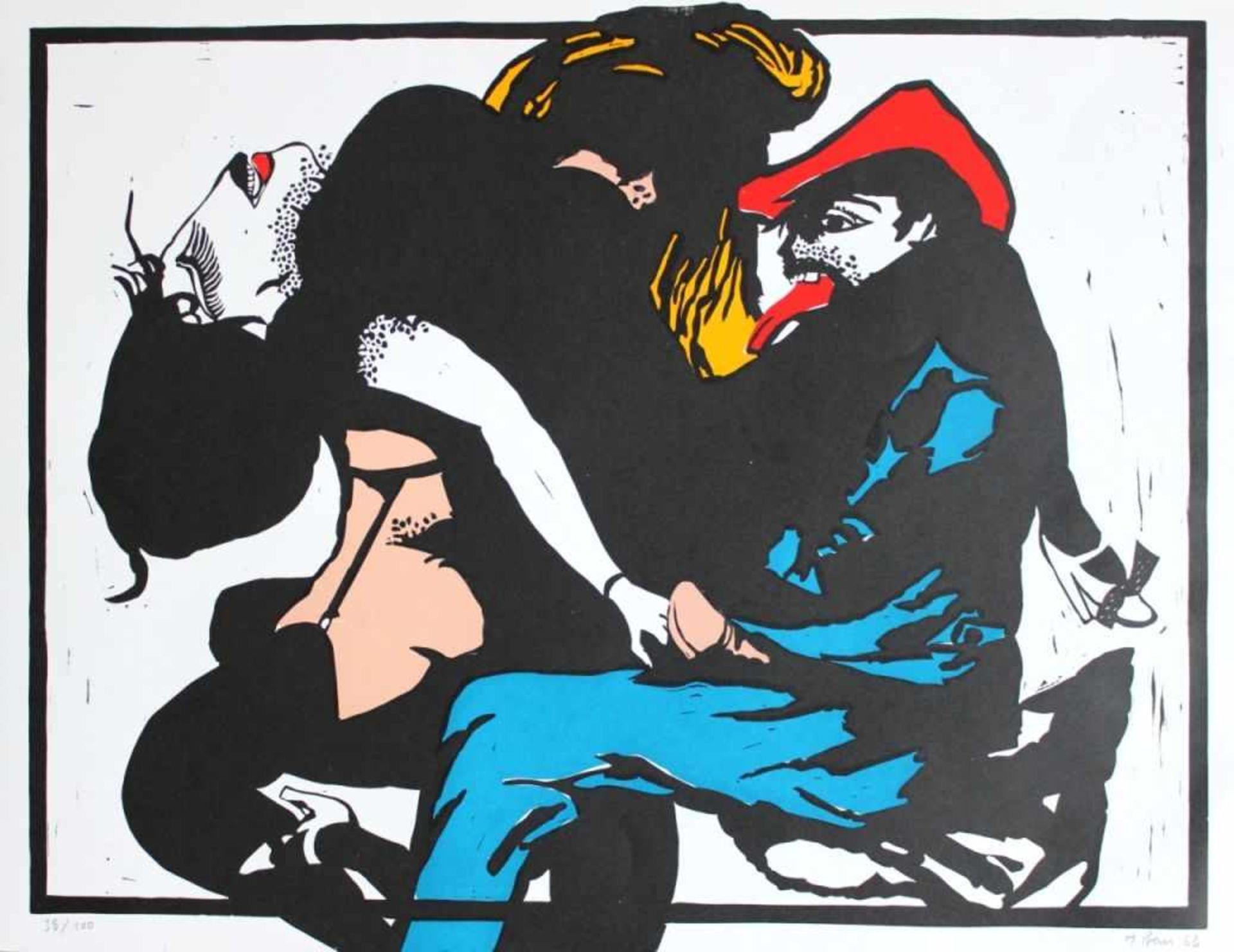 Farbserigraphie - Heimrad Prem (1934 Roding - 1978 München) "Erotische Szene", r.u. signiert und