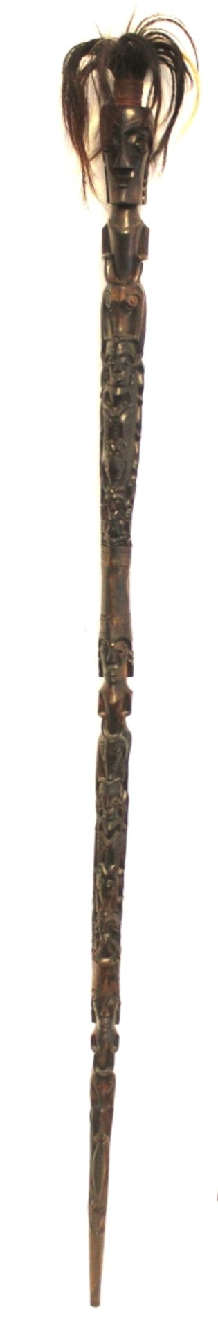 Zeremonialstab - wohl Peru Holz geschnitzt, Tropenholz, Länge ca. 178 cm