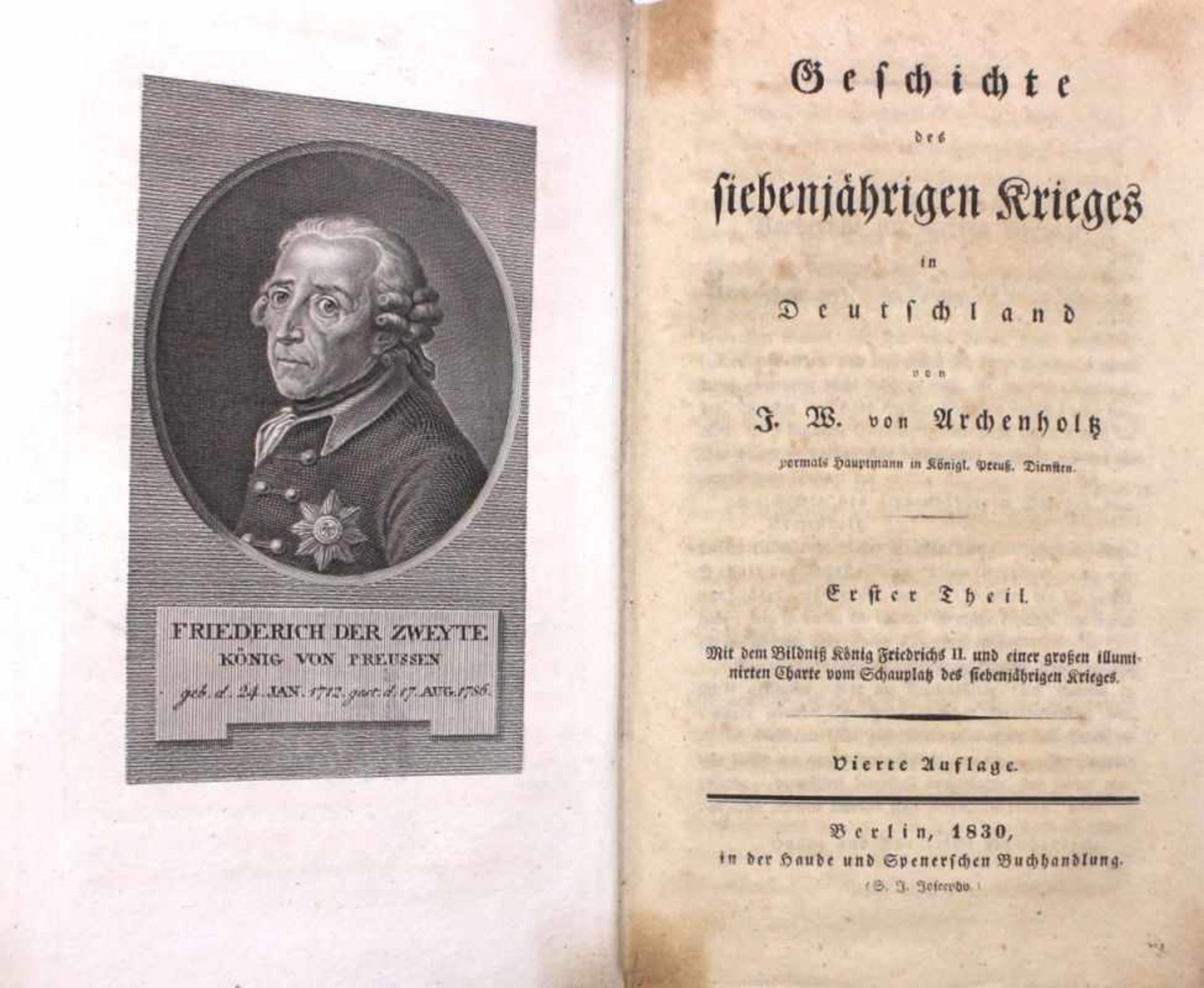 Paar Bücher - J.W. von Archenholz (1743 Langfuhr - 1812 Öjendorf bei Hamburg) 'Geschichte des