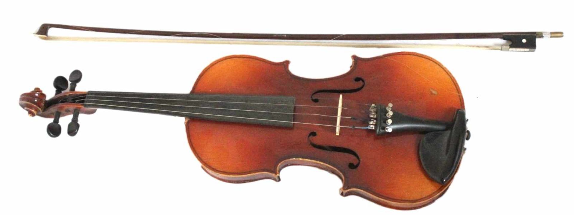 Geige - 20.Jahrhundert bespielt, Länge ca. 60 cm, anbei Bogen und Kasten