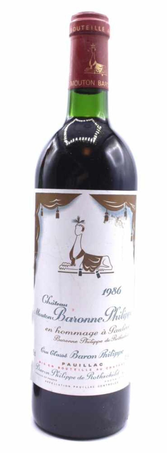 1 Flasche Wein - Chateau Mouton Baronne Philippe 1986, en hommage a' Pauline, Baronne Philippe de