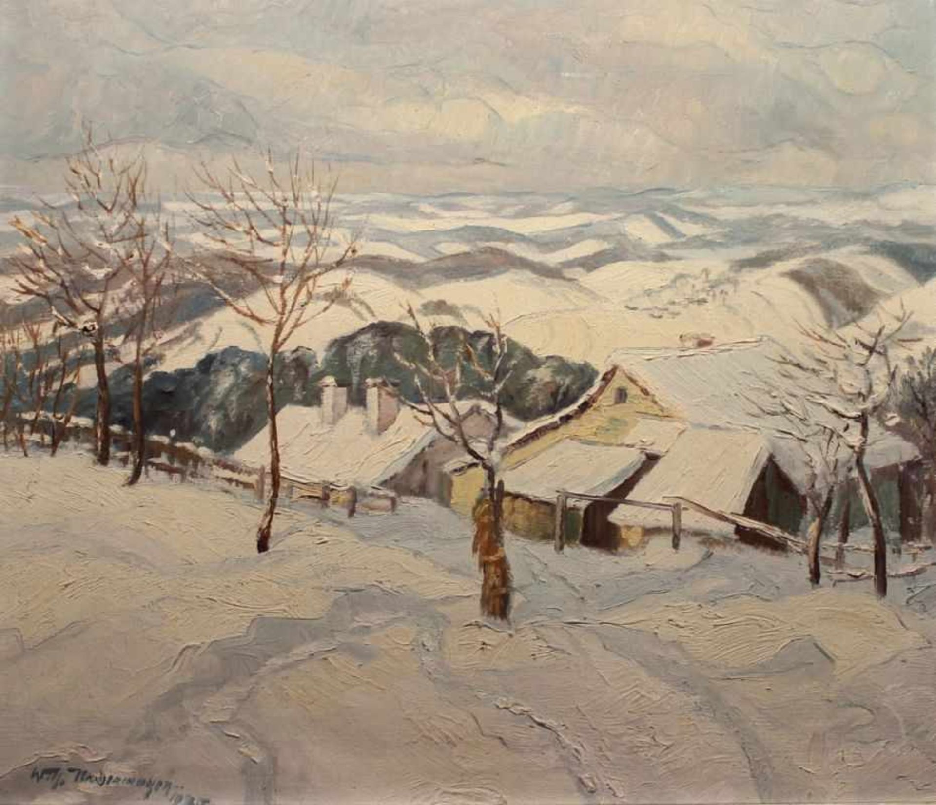 Gemälde - Wilhelm Niedermayer (1899 Passau-1965 Englburg) " Weite Winterlandschaft im Bayerischen