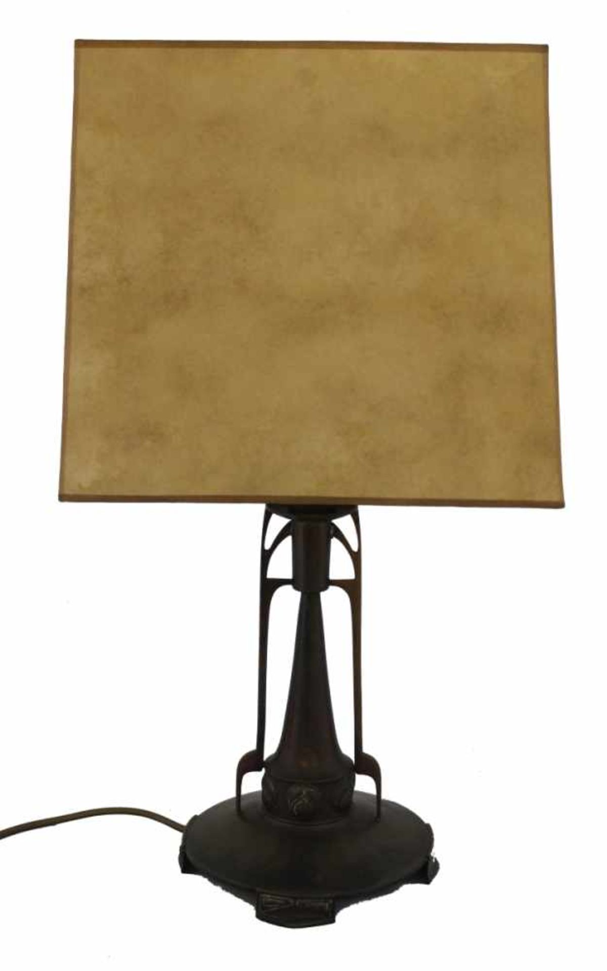 Tischlampe - deutsch nach 1900 Messing, verziert mit Jugendstilornamenten, 1-armig, Höhe ca. 60 cm