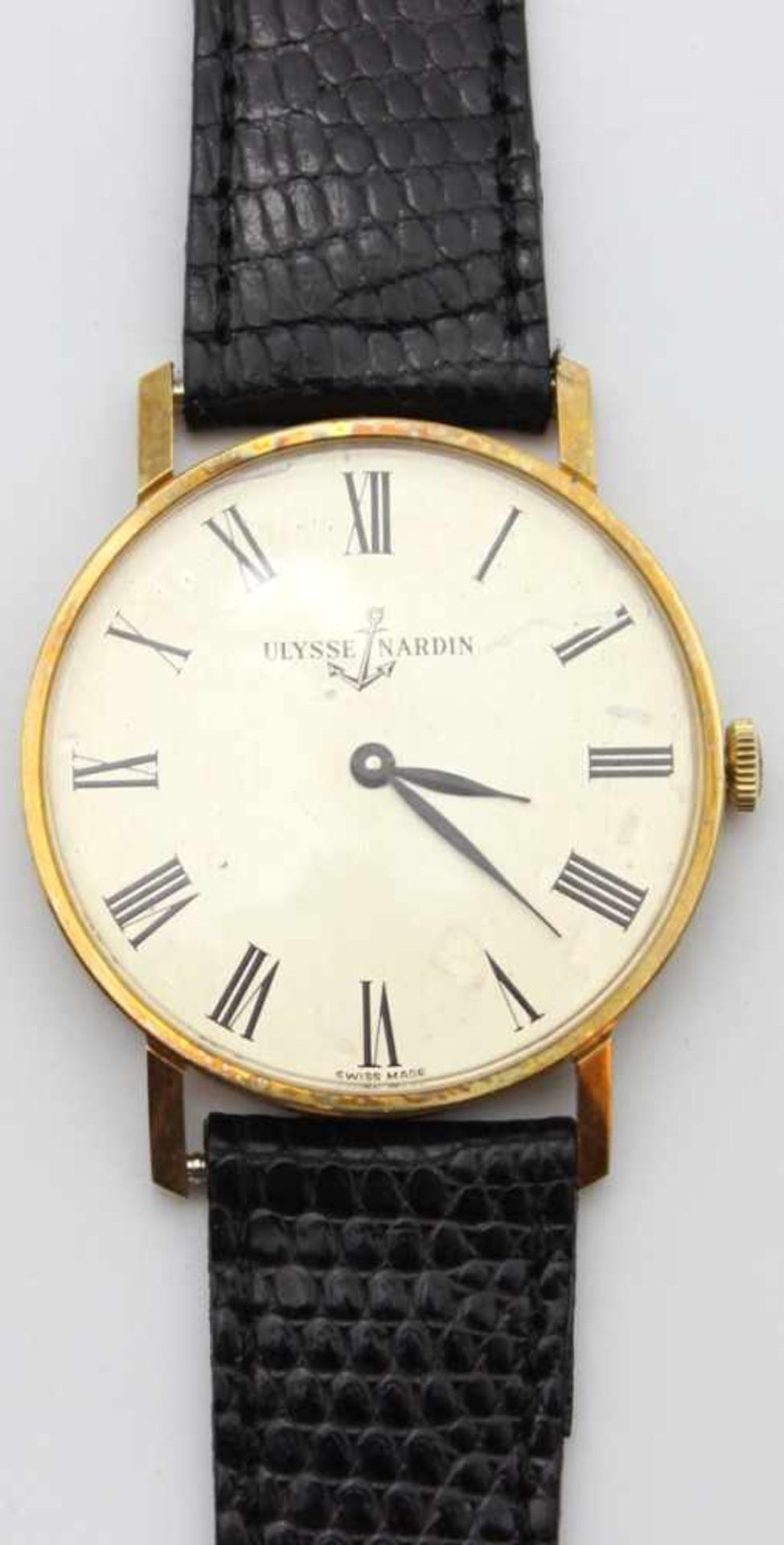 Goldene Armbanduhr - Marke Ulysse Nardin Schweizer Kontrollstempel, Helvetia, Gehäuse und Lunette,