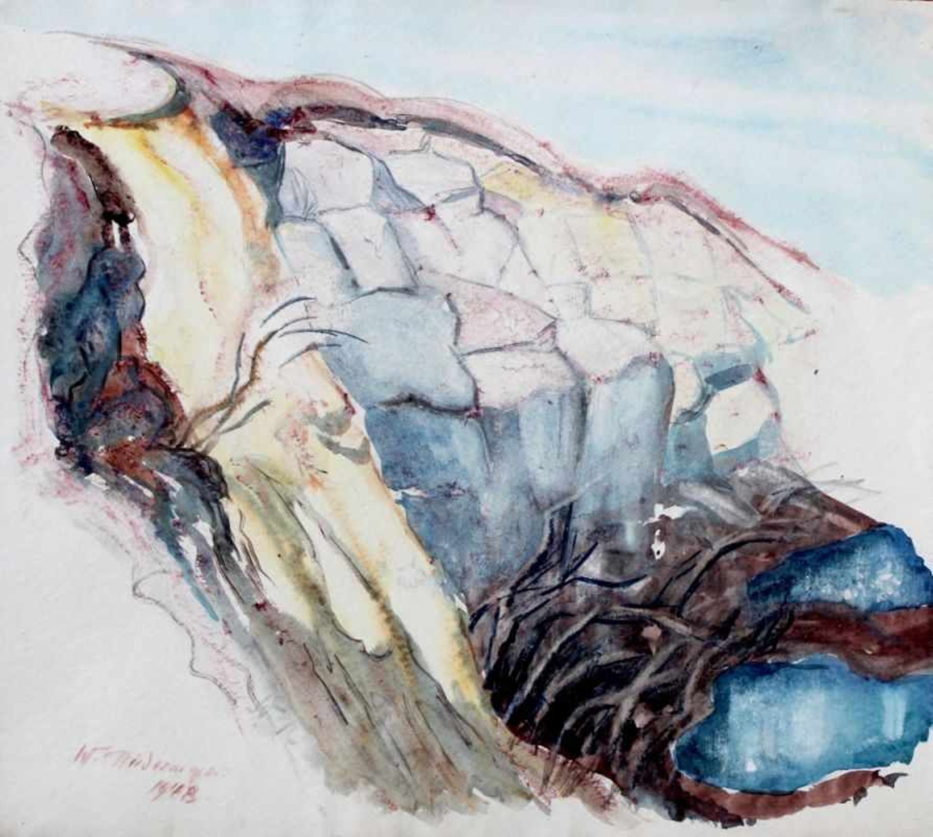 Aquarell - Wilhelm Niedermayer (1899 Passau - 1965 Englburg) "Landschaft",signiert, datiert 1948,