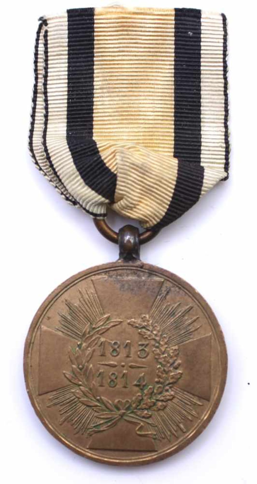 Kriegsdenkmünze "1813-1814" für Kombattanten, Bronze, Randprägung "Aus erobertem Geschütz", Kreuz