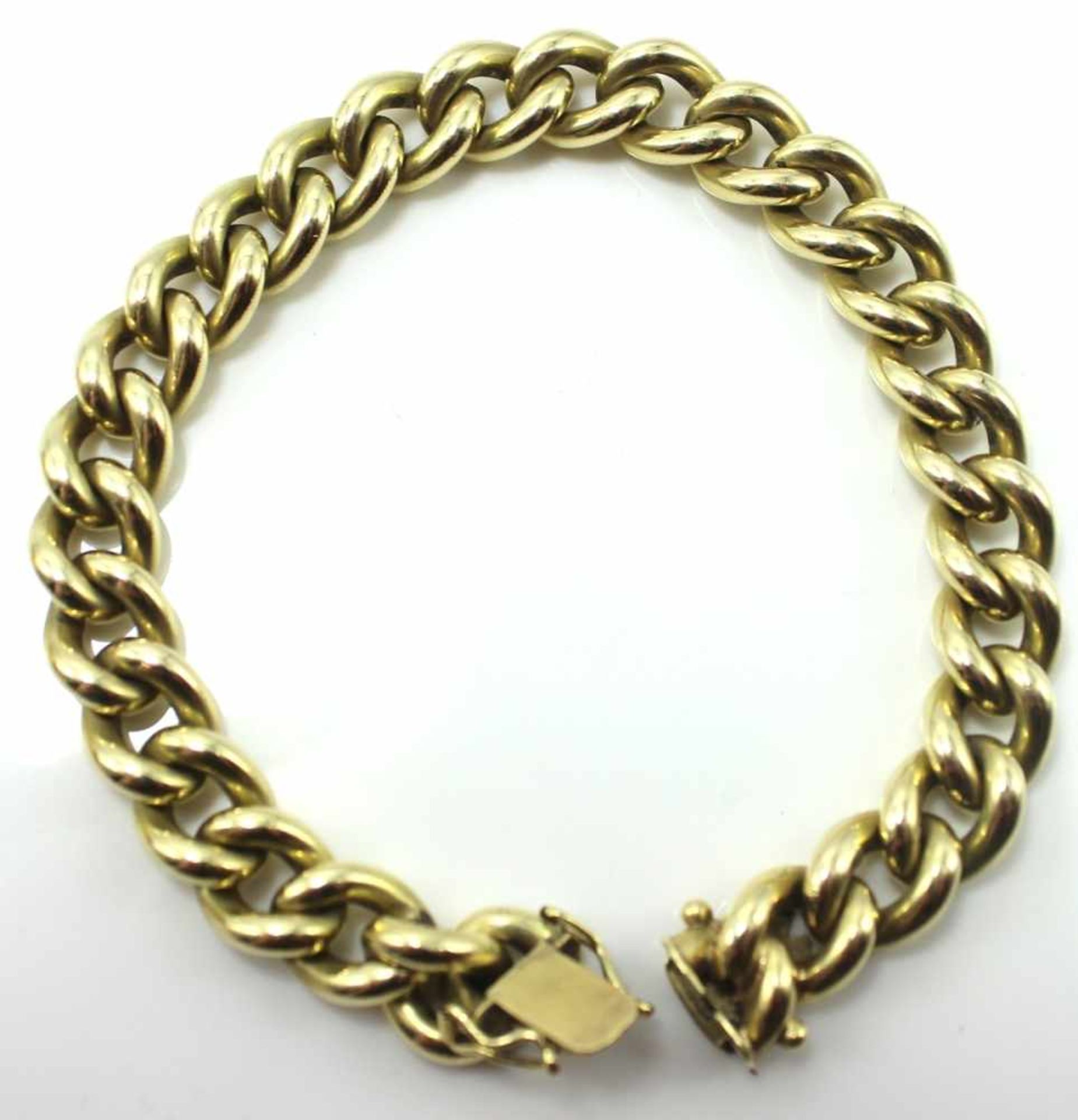 Goldenes Gliederarmband - Gelbgold gest. 585 Ankerkette, Länge ca.19,5 cm, mit doppeltem