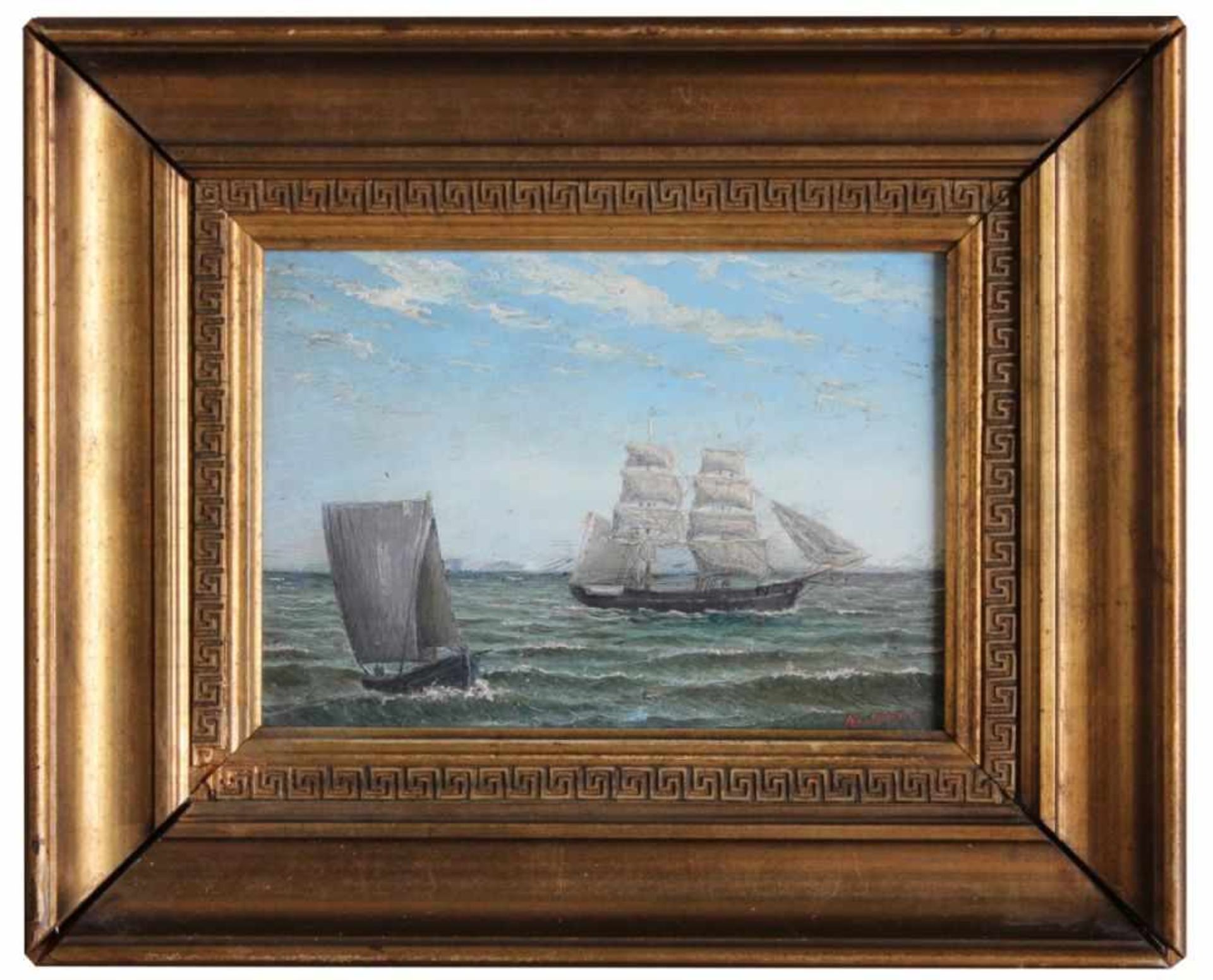 Gemälde - wohl Skandinavien um 1900 "Meerlandschaft mit Segelbooten", r.u. signiert Kristoffersen,