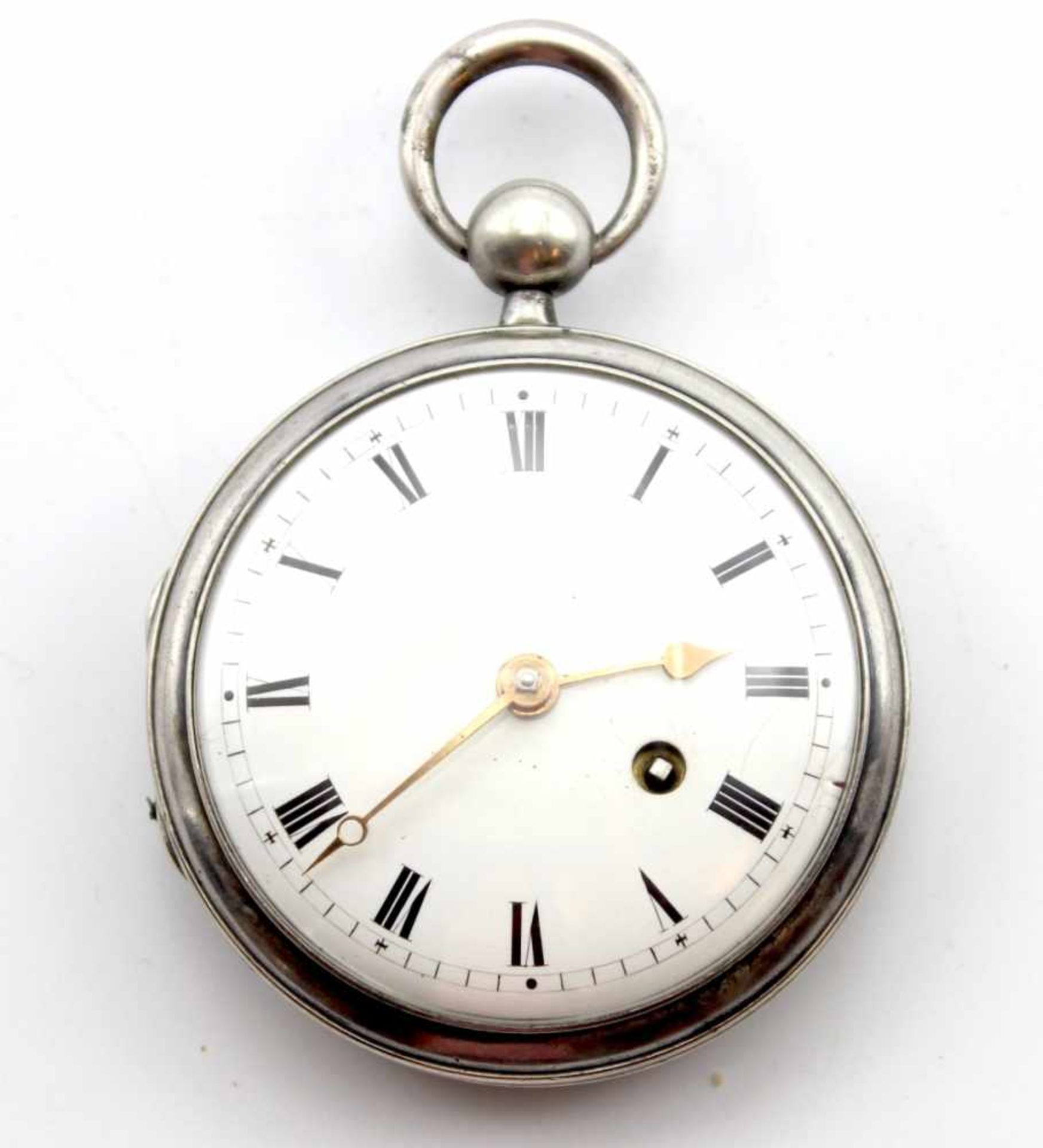 Silberne offene Spindeltaschenuhr - John George Daser (London erw. 187-1839) Emailzifferblatt mit