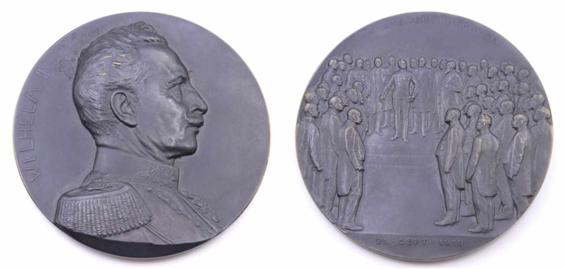 Medaille - Brandenburg Preußen 1910, von R. Marschall, Vorderseite Wilhelm II, Rückseite Besuch im