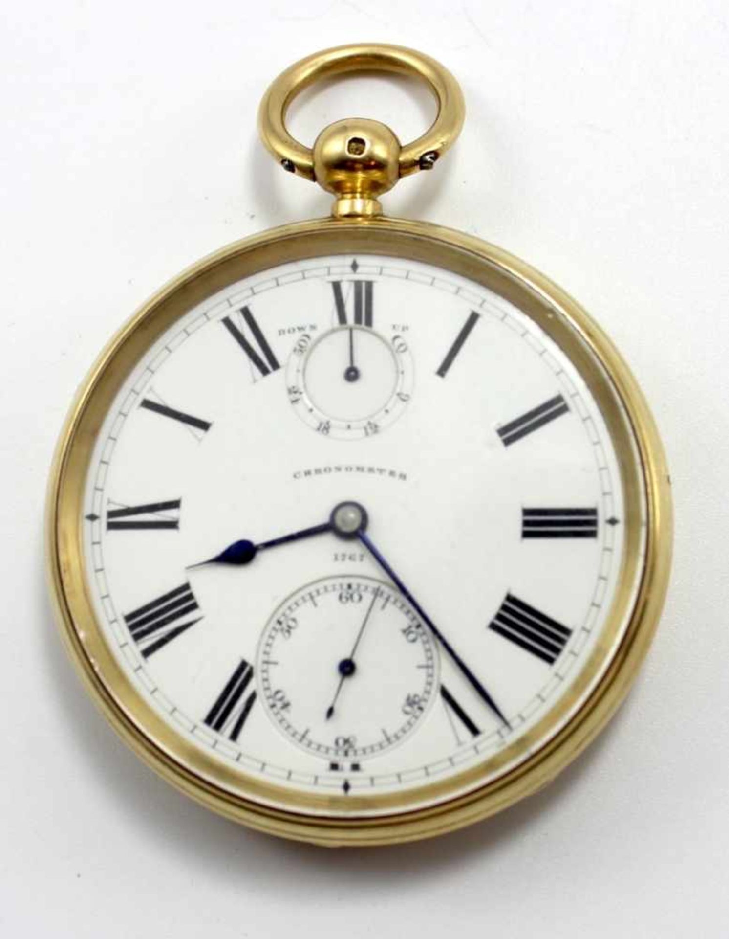 Goldene offene Herrentaschenuhr - Chronometre von G.Morton No. 1767, Islington London Gehäuse und