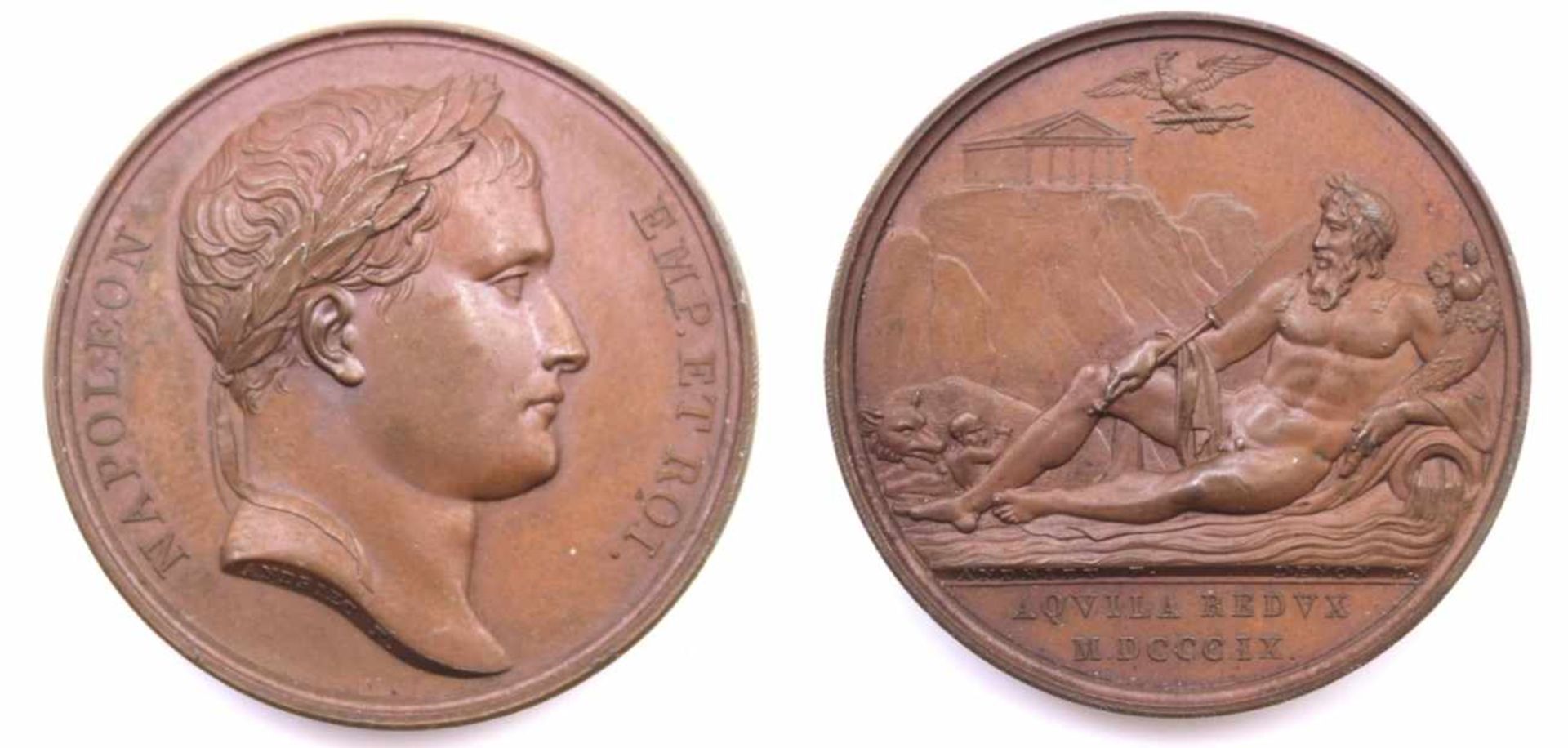 Medaille - Frankreich 1809, von Andrieu / Denon, Bronze, Vorderseite: Büste Napoleon in Manier