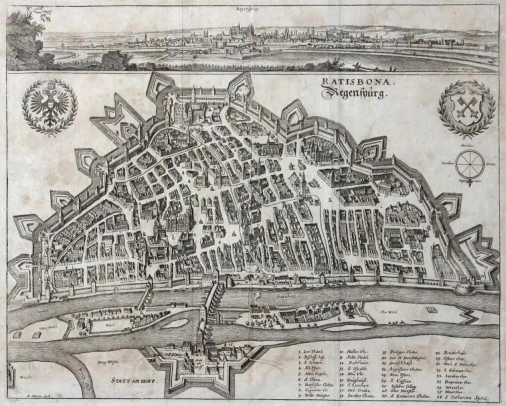 Kupferstich - Matthäus Merian (1593 Basel - 1650 Langenschwalbach) und Wenzel Hollar (1607 Prag -