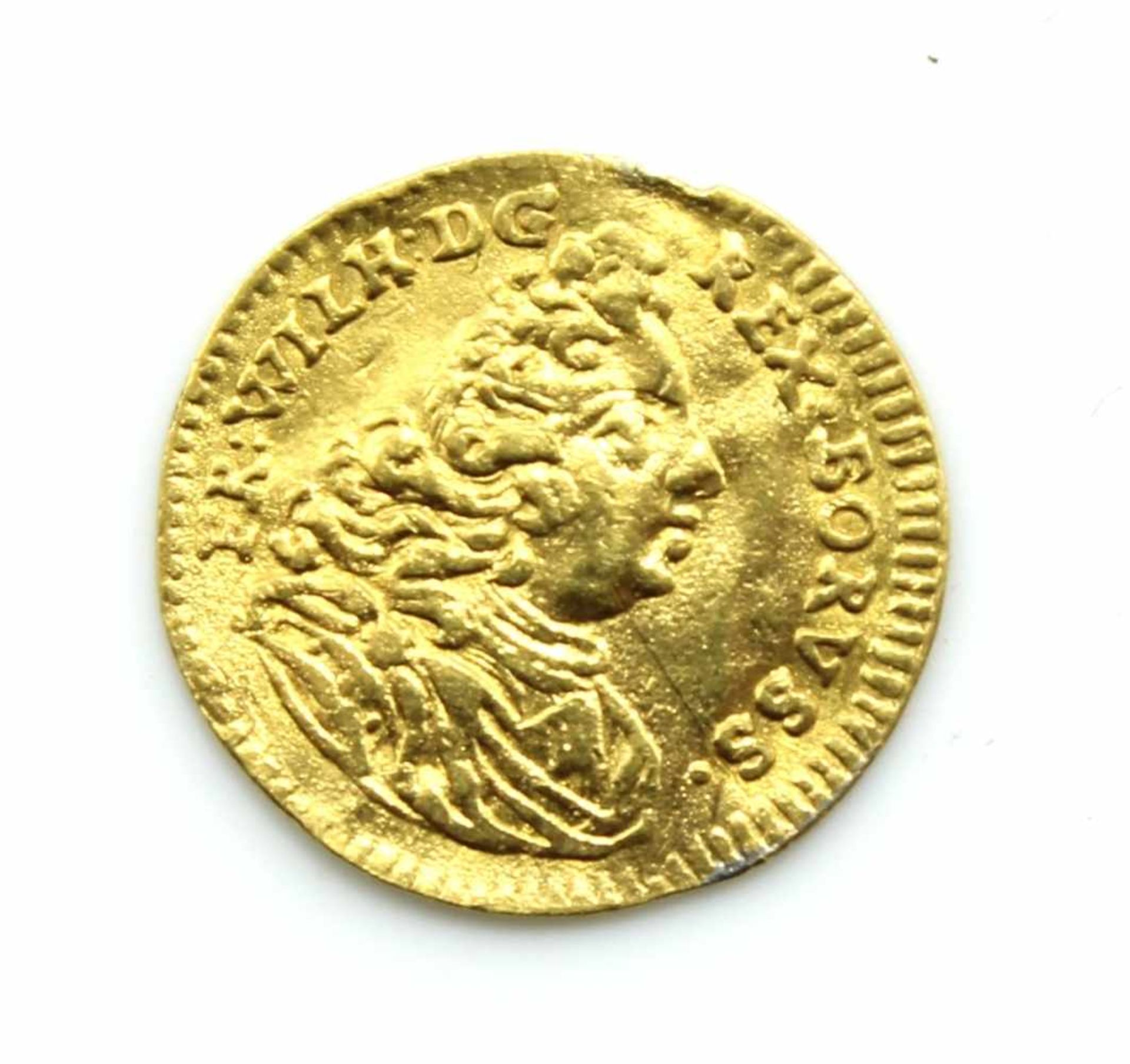 Goldmünze - Brandenburg Preussen 1/4 Dukat, Gold, 1714 HFH, Friedrich Wilhelm der Soldatenkönig (